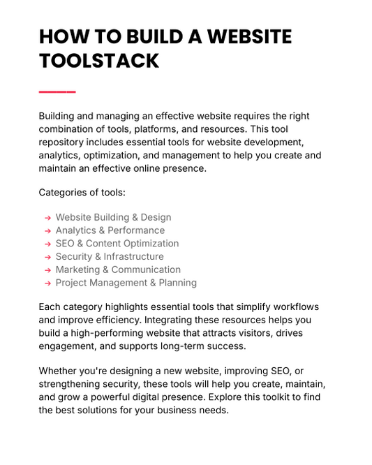 The Elite Website Toolstack + Prompts